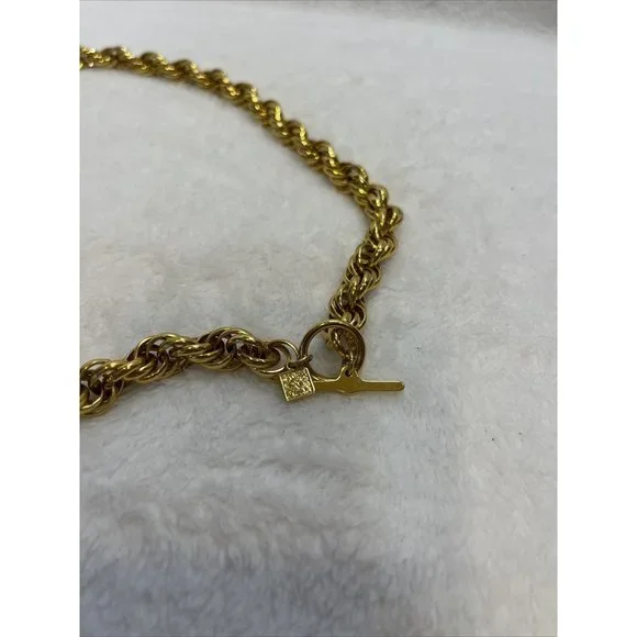 Vintage Classic Anne Klein Logo Couture￼Super Chunky Gold Link Necklace 22” - Picture 4 of 8